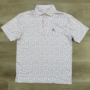Rhoback The American Icon Polo Shirt White Golf Short Sleeve Stretch Mens Small